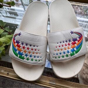 Gucci White Star Embellished Sandals